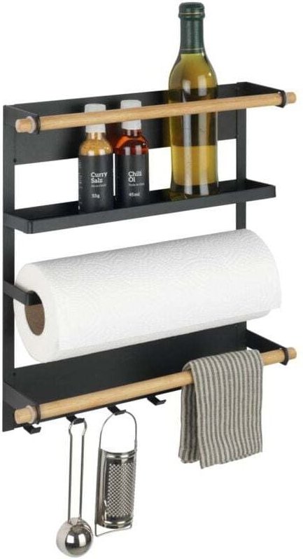 Thumbnail - Etagère magnétique Magna WENKO, Etagère porte épices, Dérouleur essuie-tout magnétique, Crochets suspension ustensiles d...