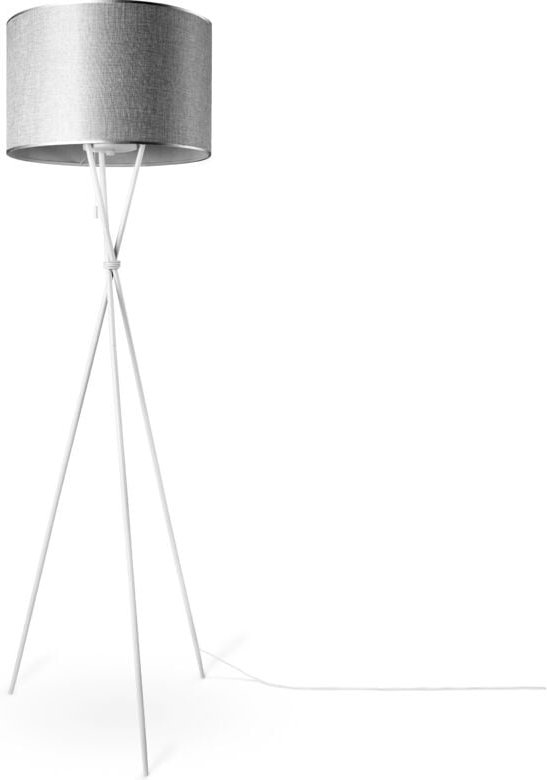 Stehleuchte Wohnzimmer Stoffschirm Tischlampe Textil Schirm E27 Nachtlicht Grau (Ø45.5 cm), Stehleuchte-Weiß - Typ 1 - P...