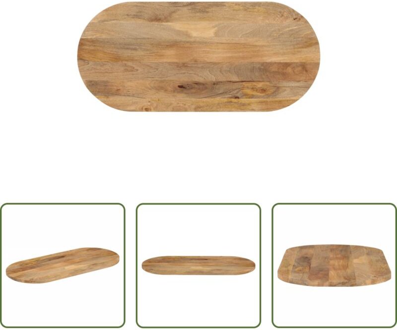 Holztischplatte - Tischplatte 100x40x3,8 cm Oval Massivholz Mango