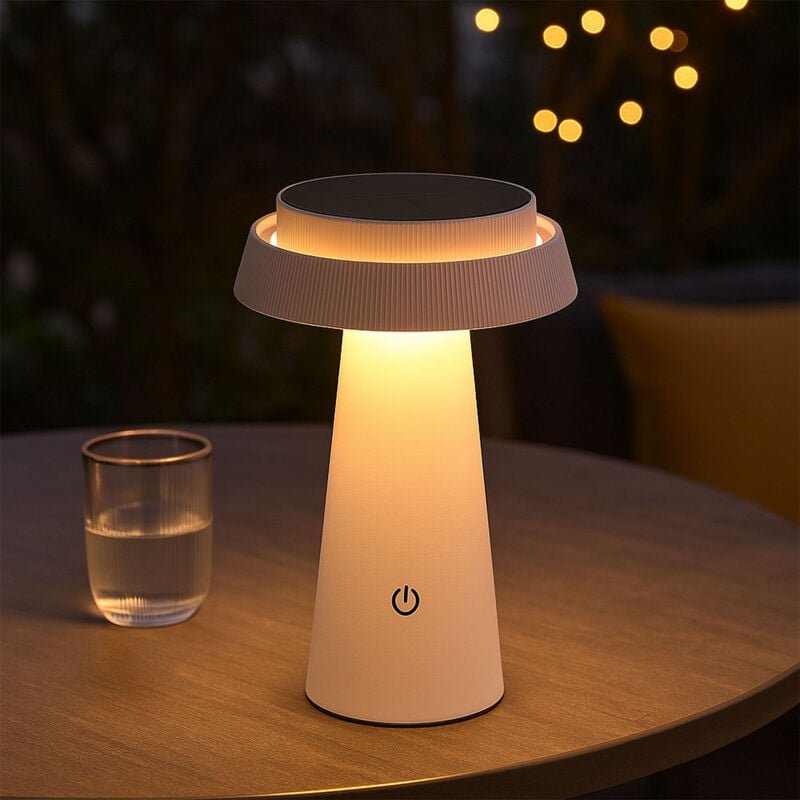 Globo Lighting - led Solarlampe Gartenleuchte weiß Touchdimmer Tischlampe Außenlampe Terrassenlampe, warmweiß, DxH 14 x ...