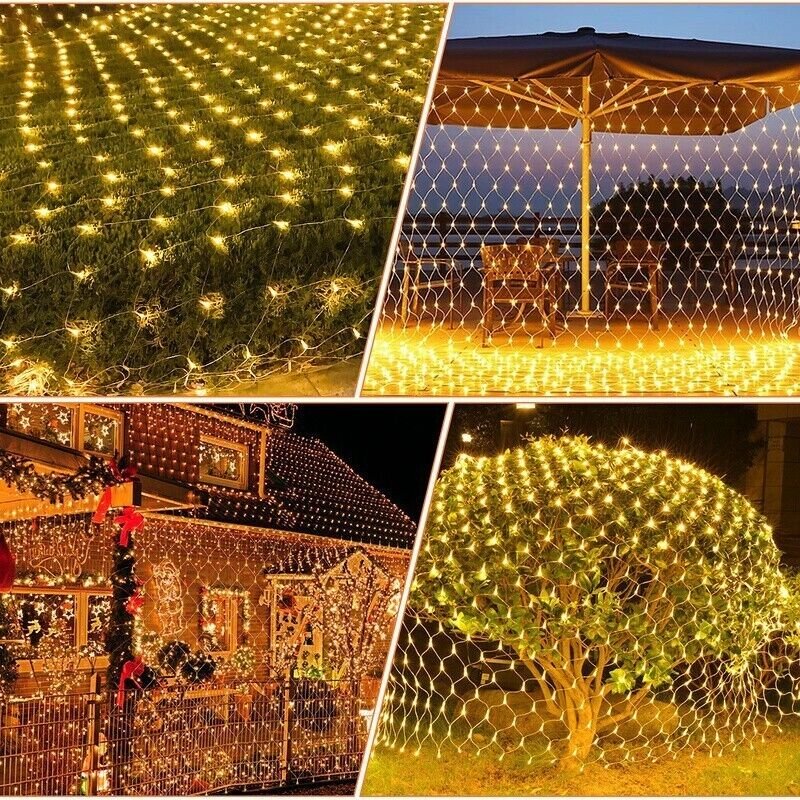 Thumbnail - LED Lichternetz 6 x 4m 672 LEDs Lichterkettennetz Außen und Innen 8 Leuchtmodi Lichterkette Netz IP44 Wasserfest mit Ste...