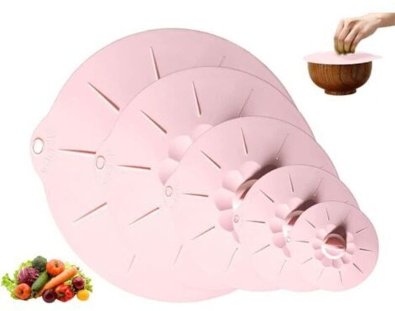 wiederverwendbare Silikon-Schüsseldeckel, 5 verschiedene Größen, lebensmittelechte Silikondeckel, für Schüsseln, Töpfe, ...