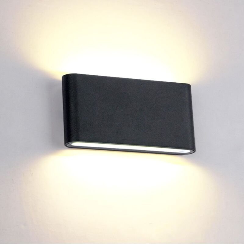 Modern Wandlampe Aluminium LED Wandleuchte Mit Up Down für Wohnzimmer, Schlafzimmer, Flur, Balkon - 12W Warmweiß (Schwar...