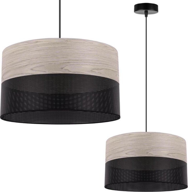 Einzelne Hängelampe, Lampenschirm aus weißem Eichenfurnier, 35 cm