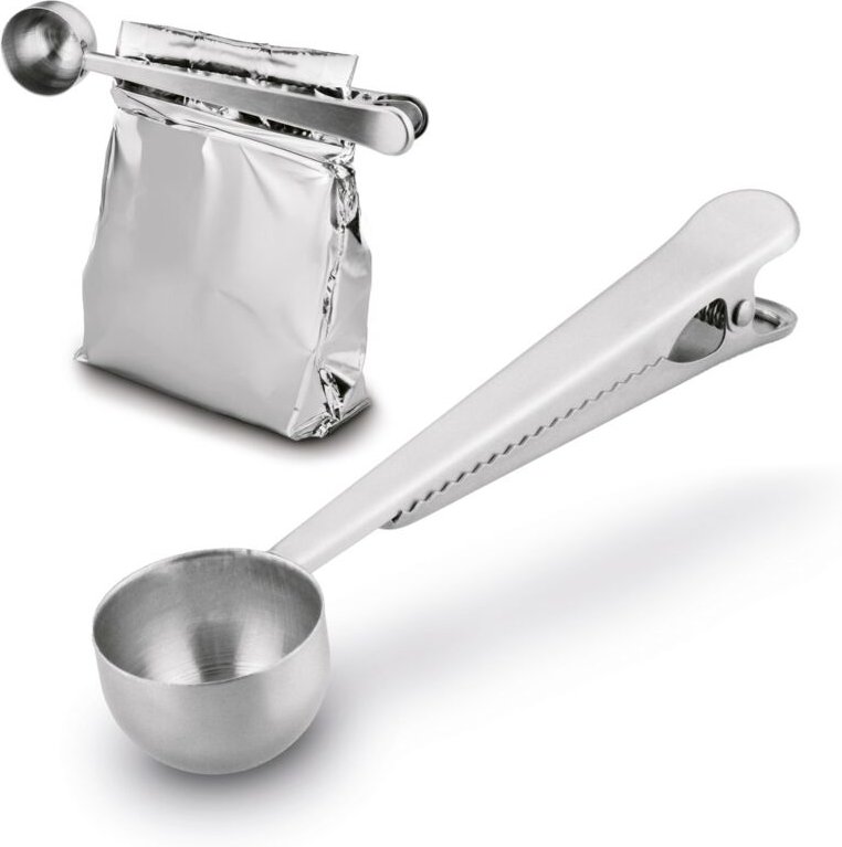 Messlöffel für Kaffee und Tee mit Clip, Edelstahl, silber