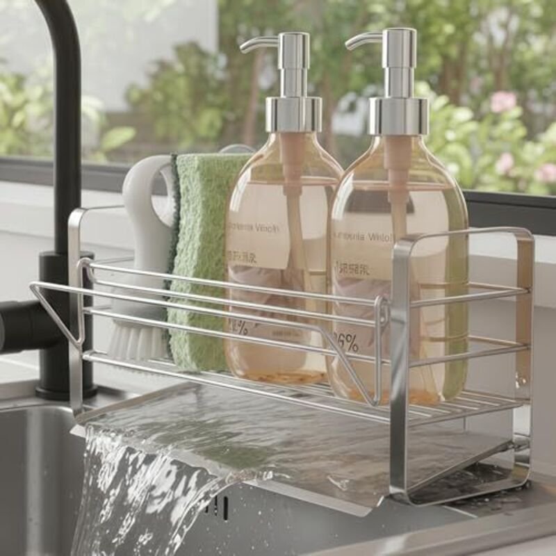 Küchenspülen-Organizer, Küchenspülen-Organizer aus Edelstahl, Spülen-Organizer mit Abtropffläche und Handtuchhalter, Auf...