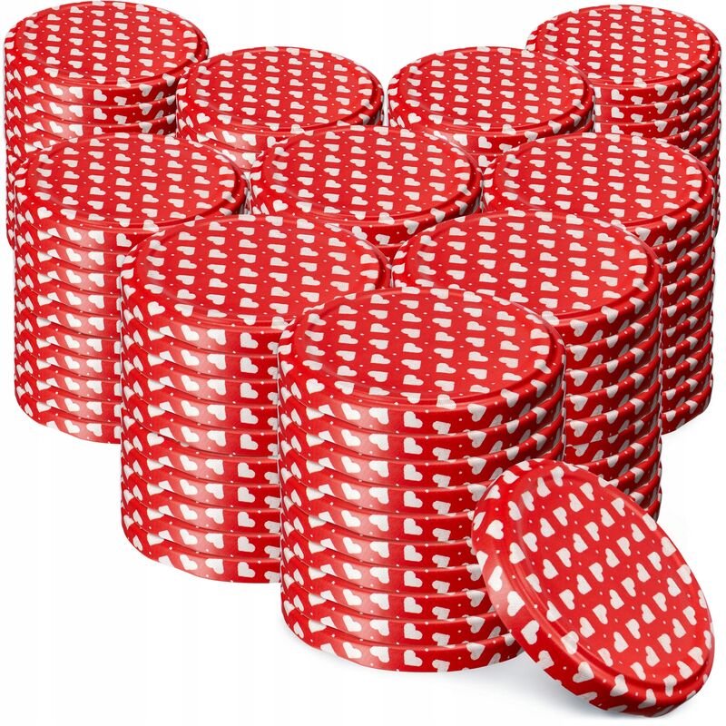 Kadax - Schraubdeckel fi82 mm, Twist-Off-Deckel aus Metall, 100 Stück, Herz