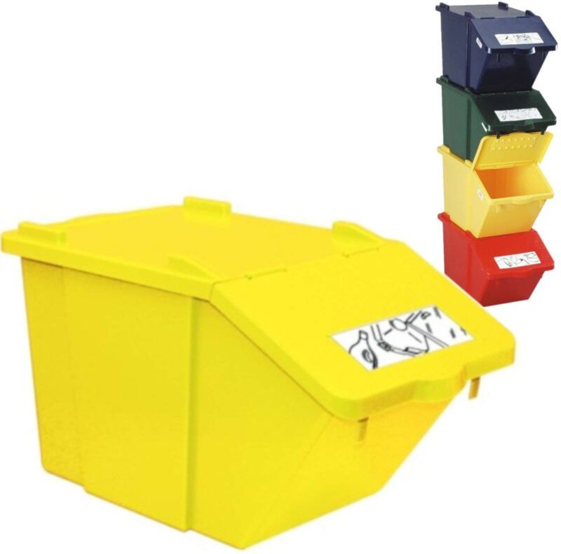 Zweistöckiger Abfalltrenncontainer - gelb 45L