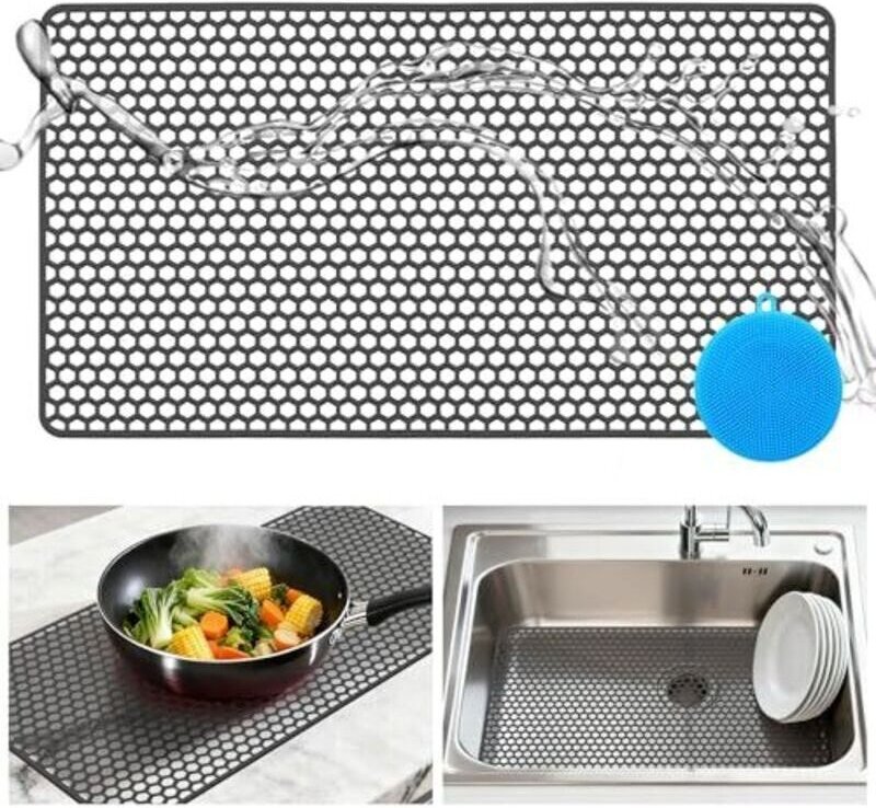 Silikon-Spülbeckenmatte für die Küche, 72 x 40 cm, zuschneidbar, Spülbeckenschutz, Abtropfmatte, multifunktionale Matte