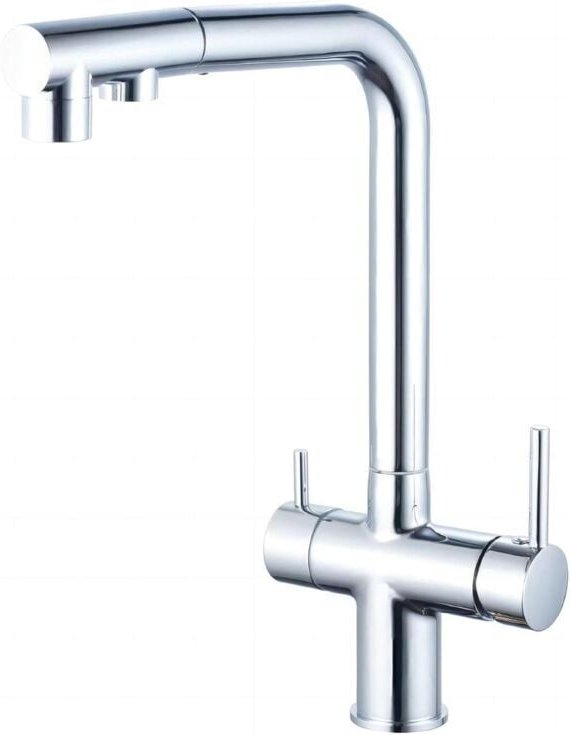 Küchenarmatur mit herausziehbarem Filter aus verchromtem Messing, für heißes und kaltes Trinkwasser, 3-Wege-Filterreinig...