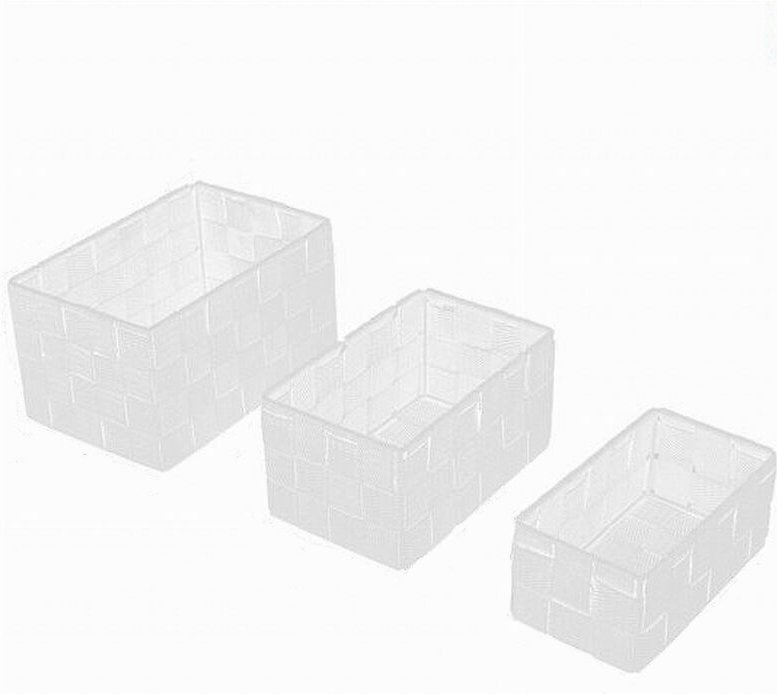 Trade Shop Traesio - Trade Shop - set mit 3 aufbewahrungsboxen aus gewebtem stoff, weisse behälter 79138 -