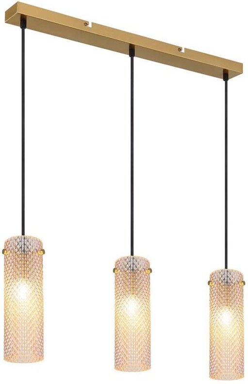 Hängeleuchte Pendelleuchte Deckenlampe goldfarben Glas amber H 120 cm