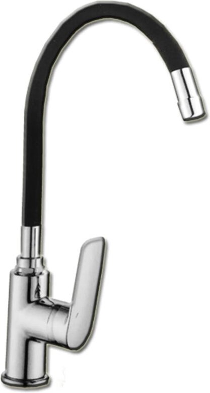 Pluvia „Bari Lux“ Einhebel-Waschtischarmatur mit schwarzem flexiblem Auslauf