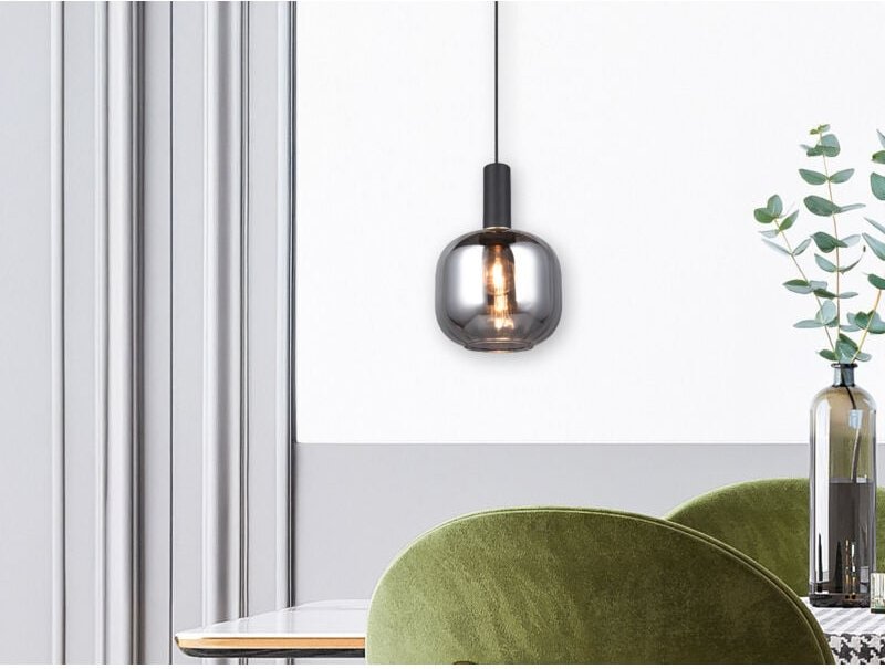 Trio - Kleine Pendelleuchte diva 1-flammig mit Glasschirm Chrom bedampft, ø 20cm