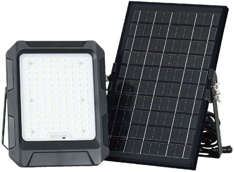 V-tac - LED-Flutlicht mit Fernbedienung und Solarpanel, 10 w, austauschbarer Akku, Naturweiß