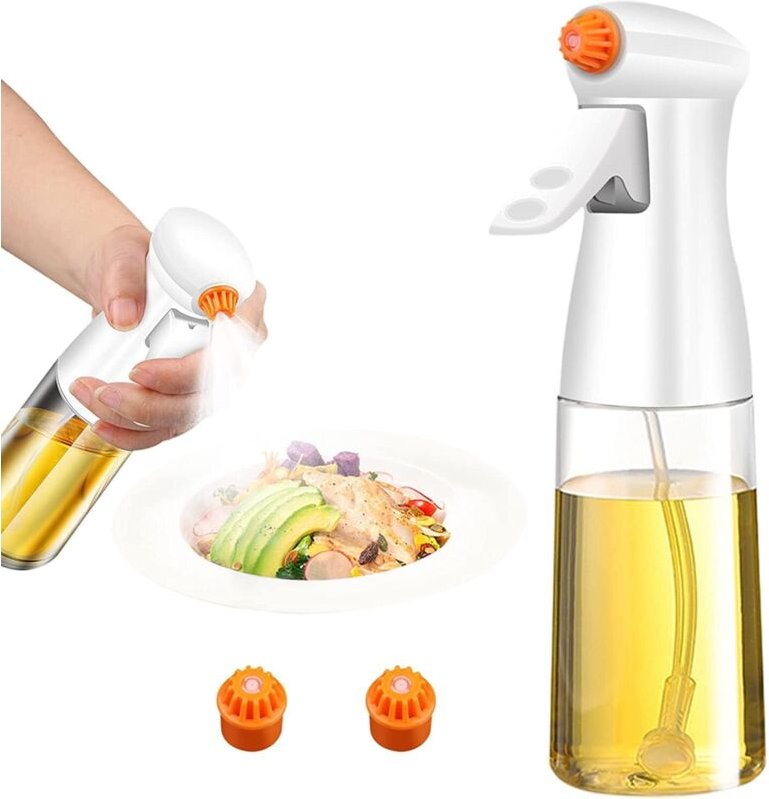 CCYKXA 200-ml-Olivenöl-Sprühflasche mit 3 Düsen, hochwertiger Glas-Ölzerstäuber, Ölspender für Heißluftfritteusen, Küche...