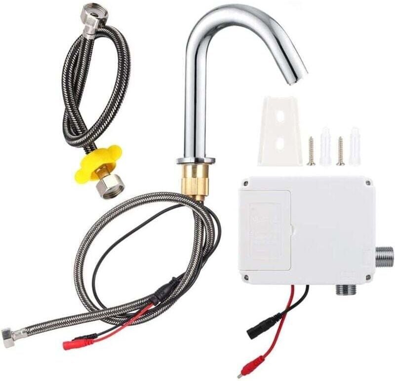 Automatischer Wasserhahn, G1/2-Zoll-Gewinde-Waschhahn mit Infrarotsensor, berührungsloser Küchenspülenhahn aus Edelstahl...