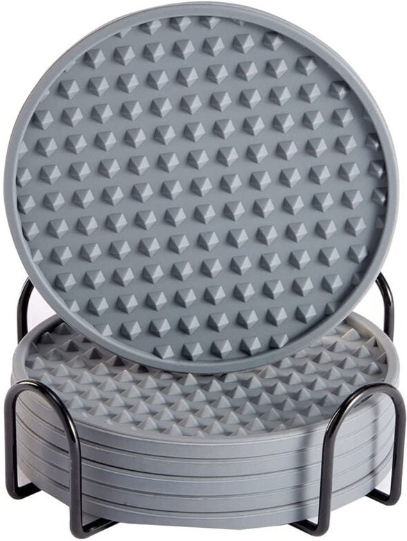 Tlily - 6 StüCke Silikon Untersetzer, GeträNke Untersetzer mit Halterung, Kaffee Geeignet für Bar, Schreibtisch, Rutschf...