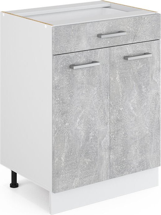 Küchenunterschrank R-Line, Beton, 60 cm mit Schublade, ohne Arbeitsplatte Vicco