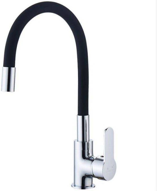 Flexible Küchenarmatur mit hohem Schwenkauslauf, frei drehbar, flexible schwarze Spültischarmatur für Warm- und Kaltwass...
