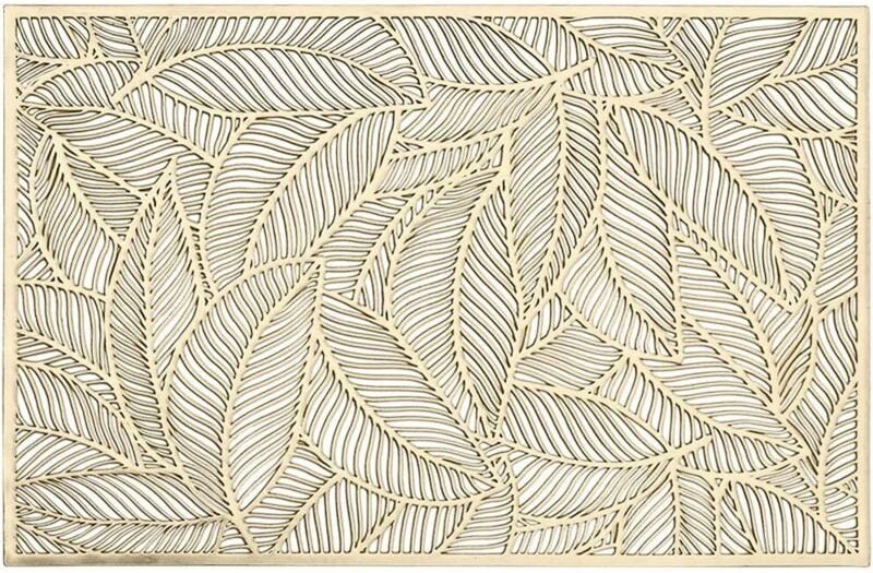 Goldene rechteckige Tischsets für den Esstisch, 6er-Set, metallische, ausgehöhlte Tischsets, Vinyl-Tischsets für Tischde...