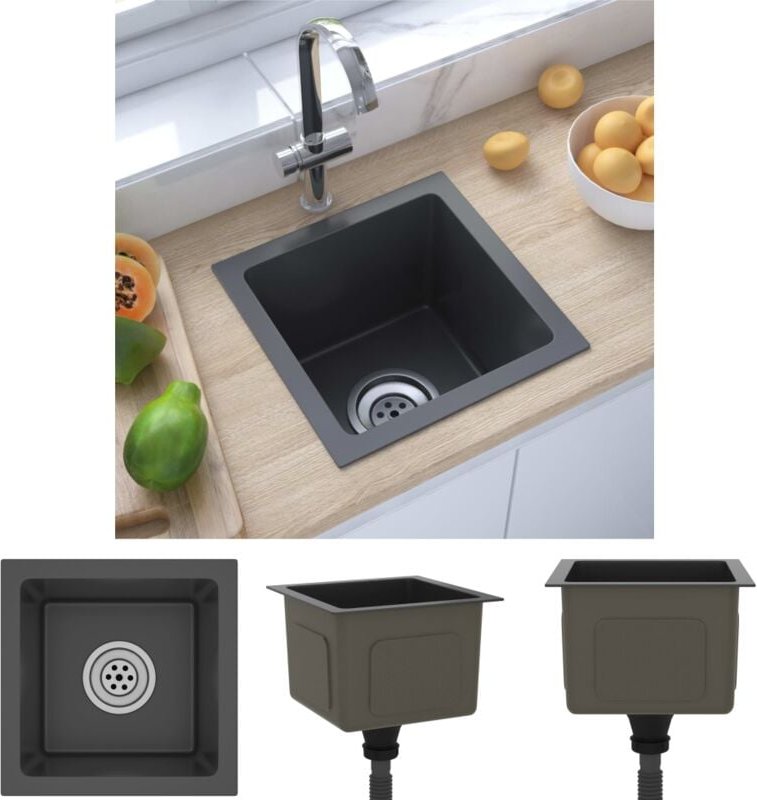 The Living Store Handgemachte Einbauspüle Schwarz Edelstahl - Küchenspülen & Spülbecken - Schwarz