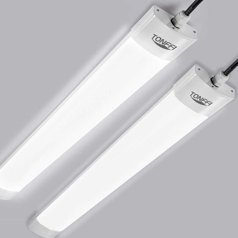 2 Stück led Feuchtraumleuchte 60CM 18W 1800LM, led Röhre 5000K Wasserfest Flimmerfrei IP65 Garage Keller Werkstatt Büro