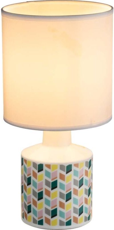 Globo - Schreib Tisch Lampe Ess Zimmer Keramik Stoff Beistell Lese Leuchte Rauten Muster