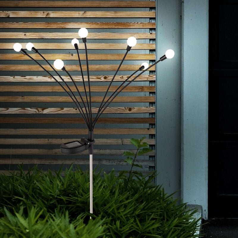 Led Solarlampe Außenleuchte Gartendeko Erdspieß Solarleuchte 8 flammig Terrassenlampe beweglich, schwarz opal, warmweiß,...