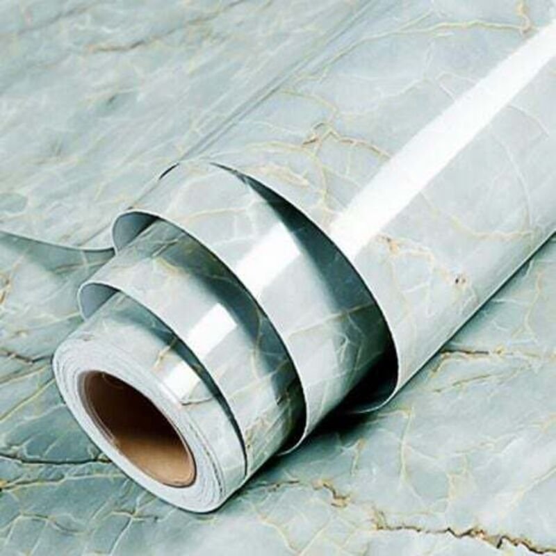 Möbelfolie Marmor, 40 x 300 cm Marmor Tapete, selbstklebende Folie Marineblau Klebefolie für Küchenarbeitsplatten Badezi...