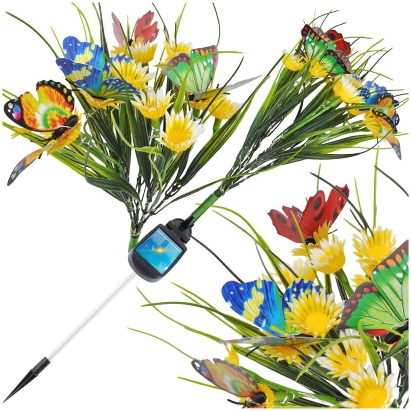 Solar-Gartenlampe, blühende Wiese, Blumen für den Garten, dekorative gelbe Wiese