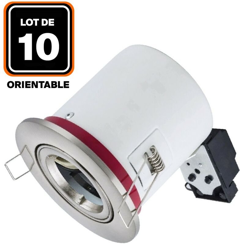 Europalamp - 10 Supports Spot bbc Orientable inox IP20 avec Douille GU10