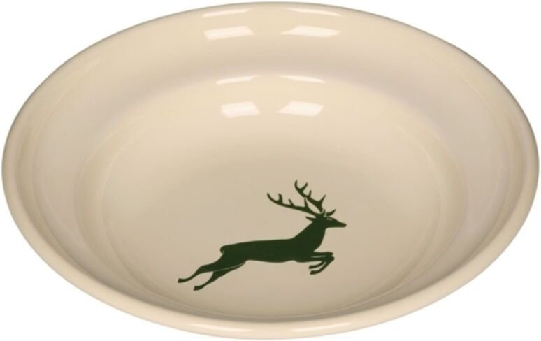 Riess Teller tief Ø22cm Emaille Country Hirsch grün