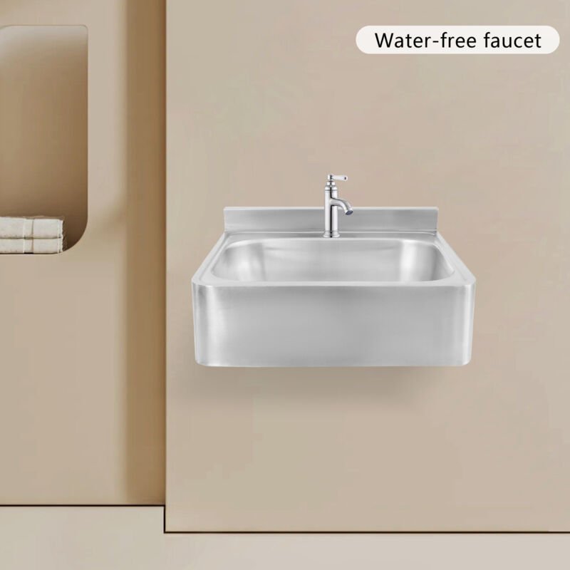 Wall Mounted Bathroom Vessel Sink Rectangular Floating Wash Hand Basin White Wall Hung Vanity Sink for Bathroom and Cloa...