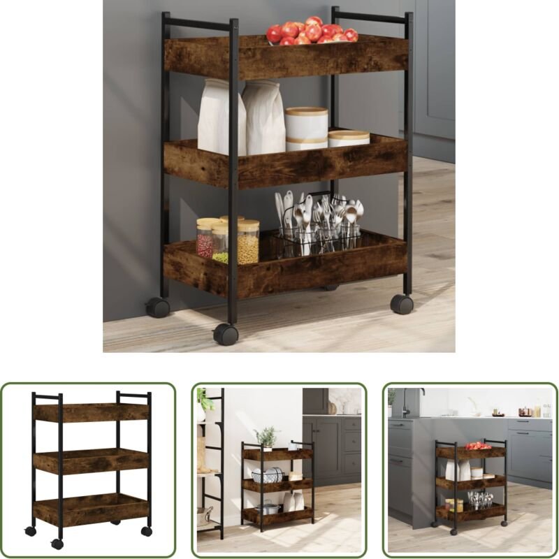 Holzwerkstoff - Küchenwagen Räuchereiche 50x30x70 cm Holzwerkstoff