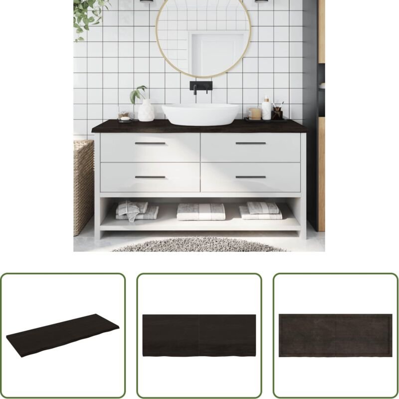 Holz Tischplatte - Waschtischplatte Dunkelbraun 160x60x(2-4)cm Massivholz