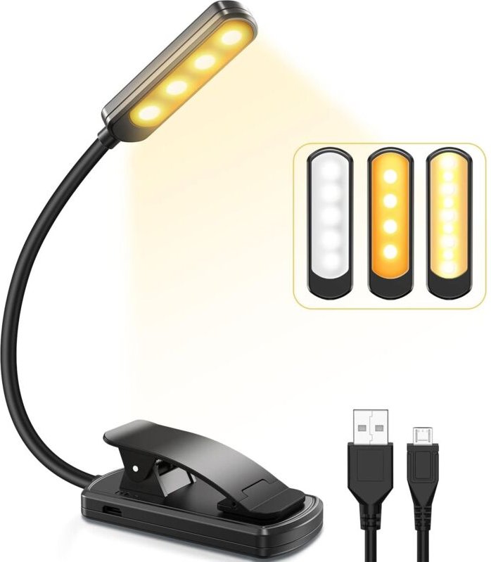 Leselampe, USB-wiederaufladbare TEAMPD-Leselampe, 9 LEDs, 3 Modi mit Clip-Leuchte zum Lesen im Bett, 360° flexible Lesel...