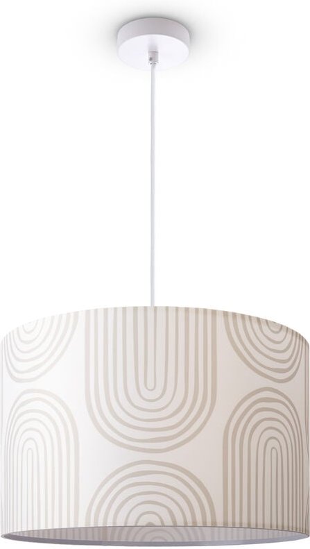 Deckenlampe Wohnzimmer Pendelleuchte Esstisch Lampenschirm Stoff Modern Abstrakt Pendelleuchte - Weiß, Design 6 (Ø45,5 c...