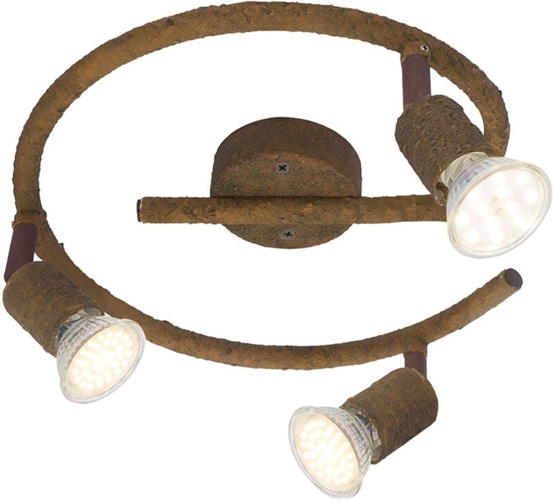 Globo Lighting - Deckenstrahler led Deckenlampe Innen Strahler Beleuchtung drei bewegliche Spots, Metall rostfarben, e f...