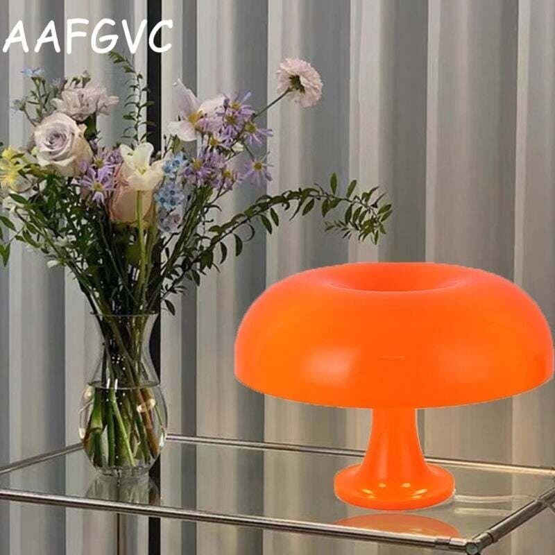 Aiperq - Mushroom Tischlampe, Polycarbonat-Tischlampe, 4 kostenlose LED-Lichtquellen, Orange, aafgvc
