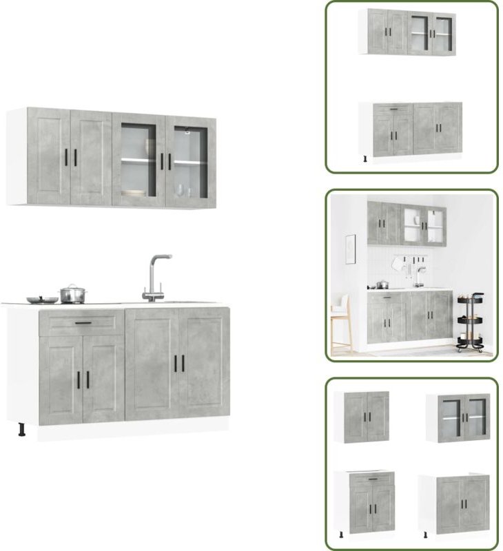 The Living Store 4-tlg. Küchenschrank-Set Porto Betongrau Holzwerkstoff - Küchenschränke