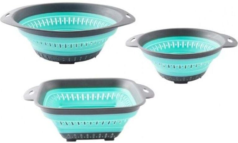 (Grün, 3er-Pack) Zusammenklappbarer Küchenabtropfkorb, multifunktionaler Silikon-Aufbewahrungskorb