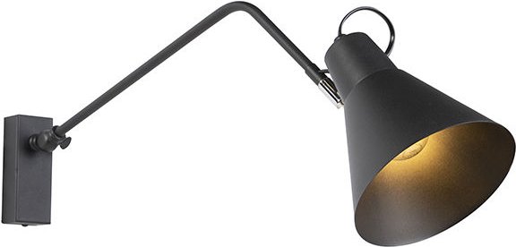 Design Wandleuchte schwarz verstellbar - Luna
