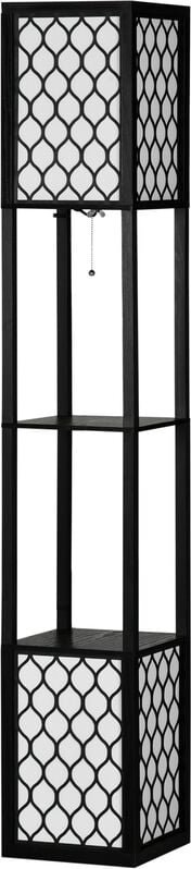 Stehlampe mit Regal, Stehleuchte mit Doppellicht, 40 w Standlampe mit E27 Sockel, 2 Ablagen, exkl. Leuchtmittel, für Woh...