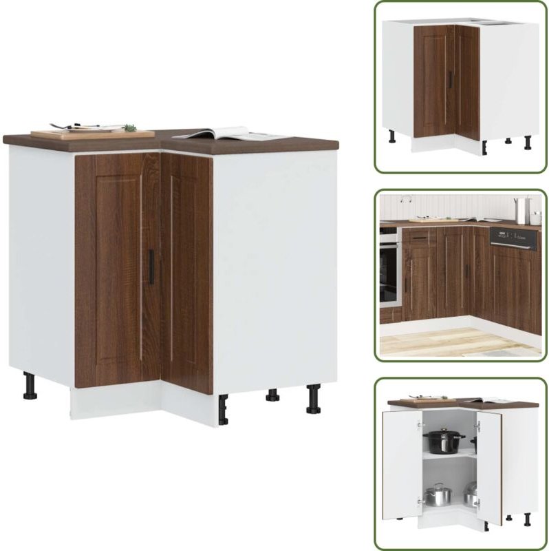 Küchen-Eckunterschrank Porto Braun Eichen-Optik Holzwerkstoff - Kücheneckunterschrank - Kücheneckunterschränke - Eckunte...