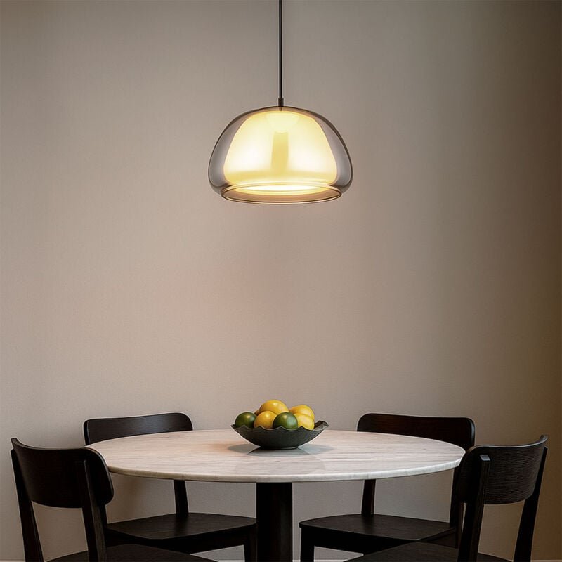 Hängelampe Wohnzimmerlampe rauchfarben Pendellampe Glas Küchenlampe Retro, Metall Glas, 1x E27 Fassung, DxH 40x120 cm