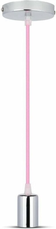 V-TAC LED Kronleuchter Zylinder Metall Lampenfassung E27 (Max 60W) L:100cm Chrom Rosa Kabel