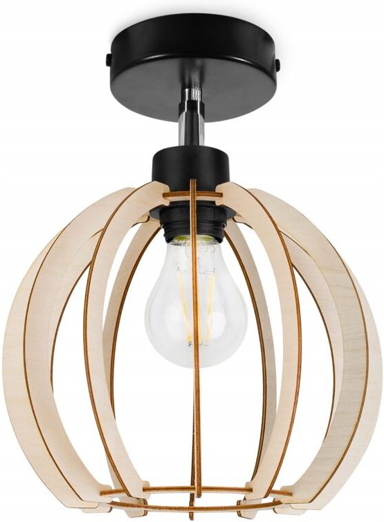 Moderne Led-Deckenleuchte Mit Holzkugeln