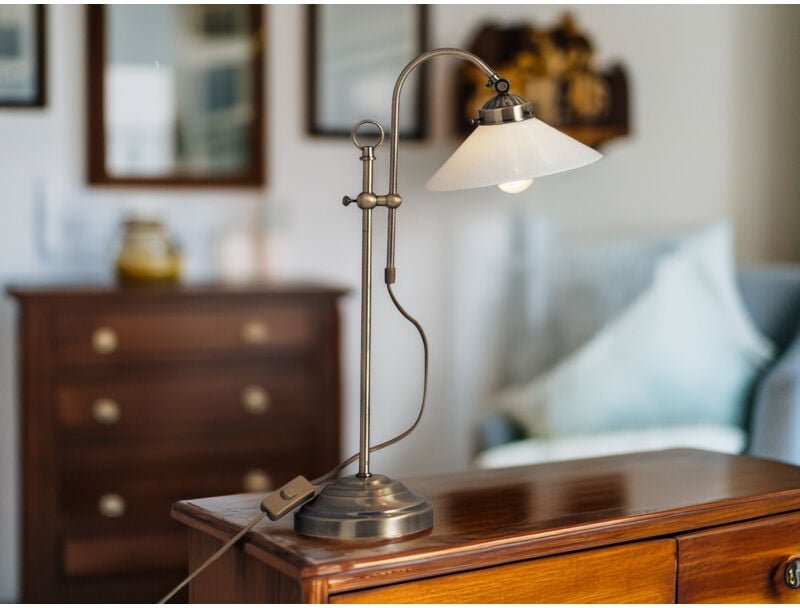 Große Tischleuchte landlife im Landhausstil mit Glasschirm, max. Höhe 55cm