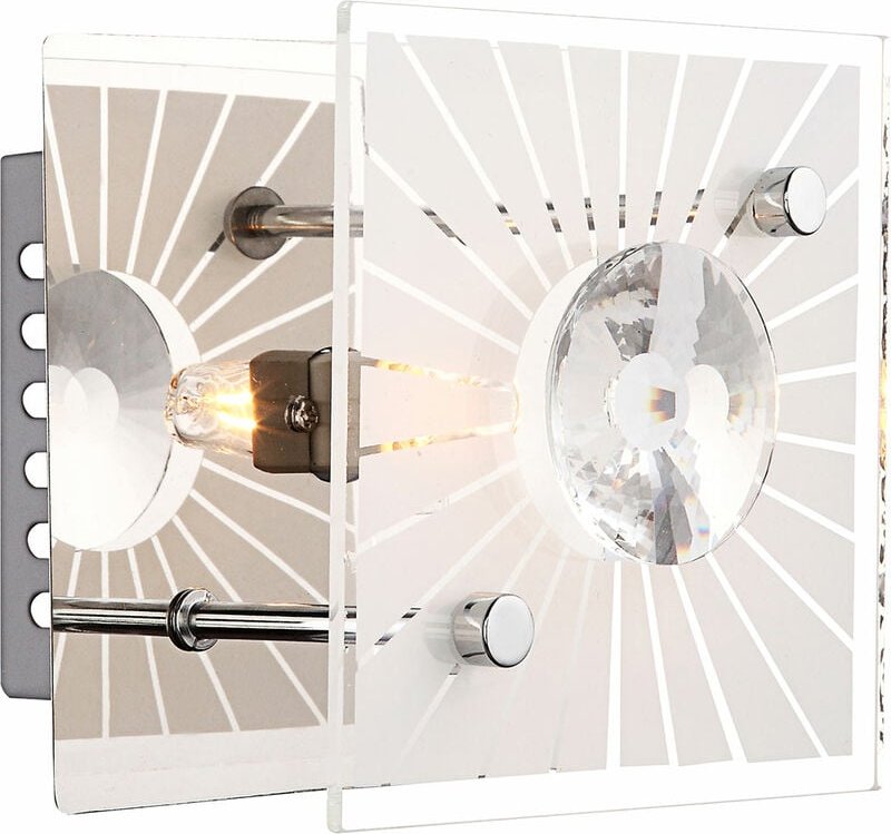 Wandlampe Wandleuchte Kristallleuchte Glaslampe Flurleuchte, Metall Chrom satiniert Kristalle klar, 1x G9 Fassung, HxBxL...